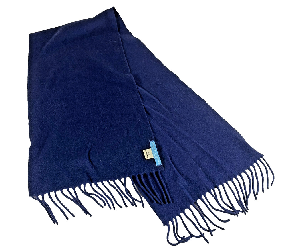 House of Cashmere 100% Cashmere Scarf Solid Navy Soft Luxury Vtg 1990s–2000s
